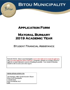 Bitou Municipality Mayoral Bursary Application Form | Bursaries South ...