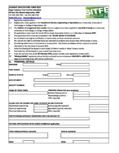 SITFE Bursary Application Form 2022 | Bursaries South Africa