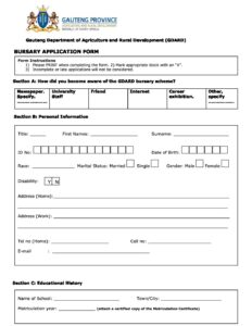 GDARD Bursary Application Form 2023 | Bursaries South Africa