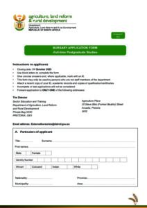 DALRRD Bursary Application Form 2024 (Postgraduate) | Bursaries South ...